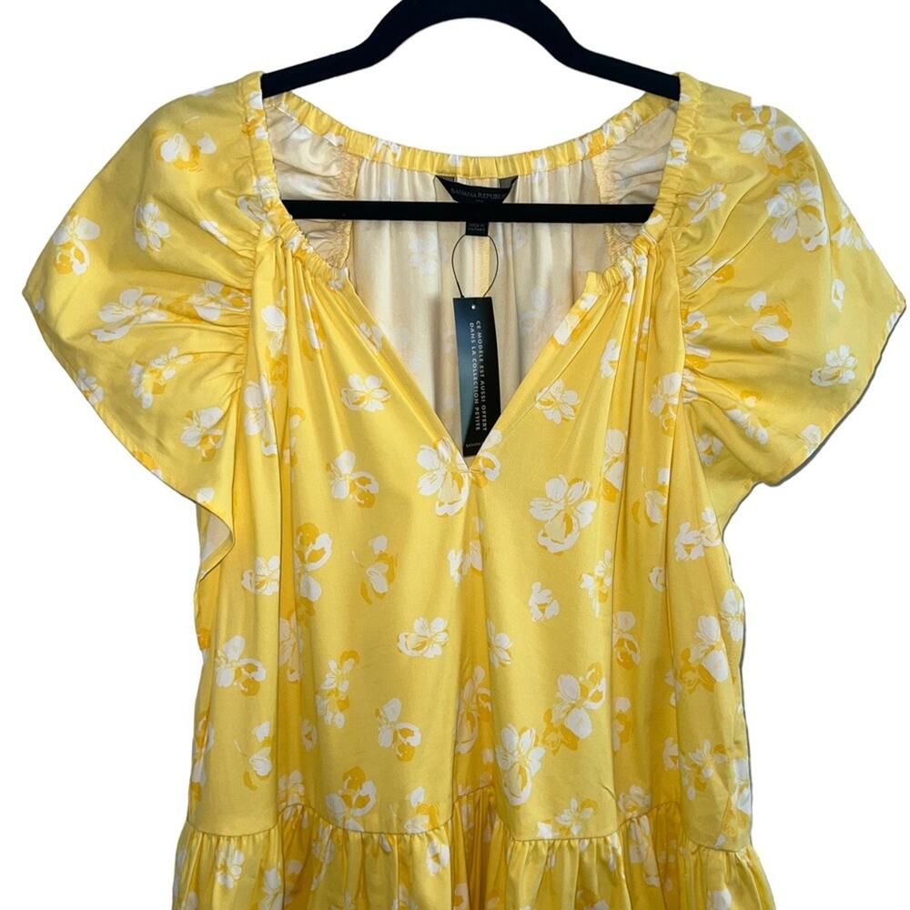 NWT Banana Republic MEDIUM Tiered Hem Yellow Dress - Picture 4 of 11